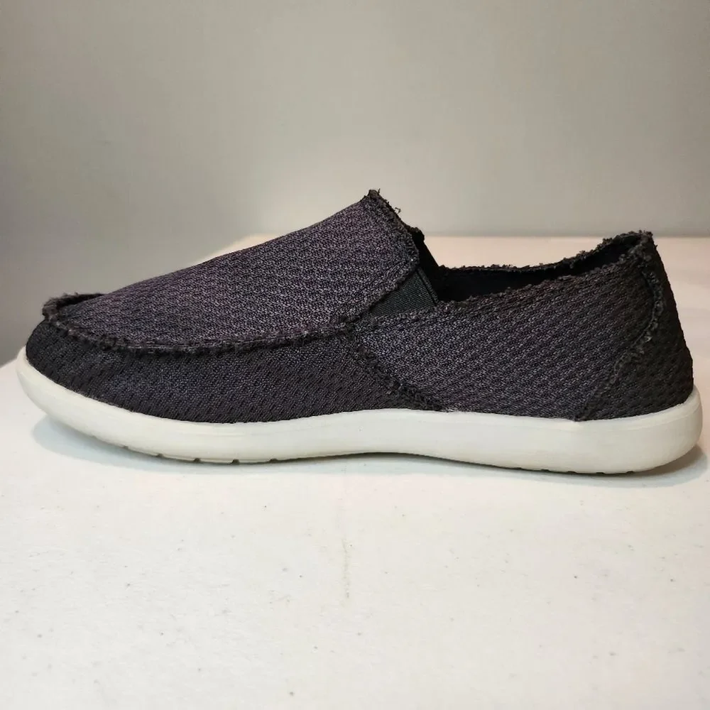 CROCS Santa Cruz Distressed Edge Black Canvas Slip-on Loafer Shoes Men's Size 7 - Picture 6 of 12